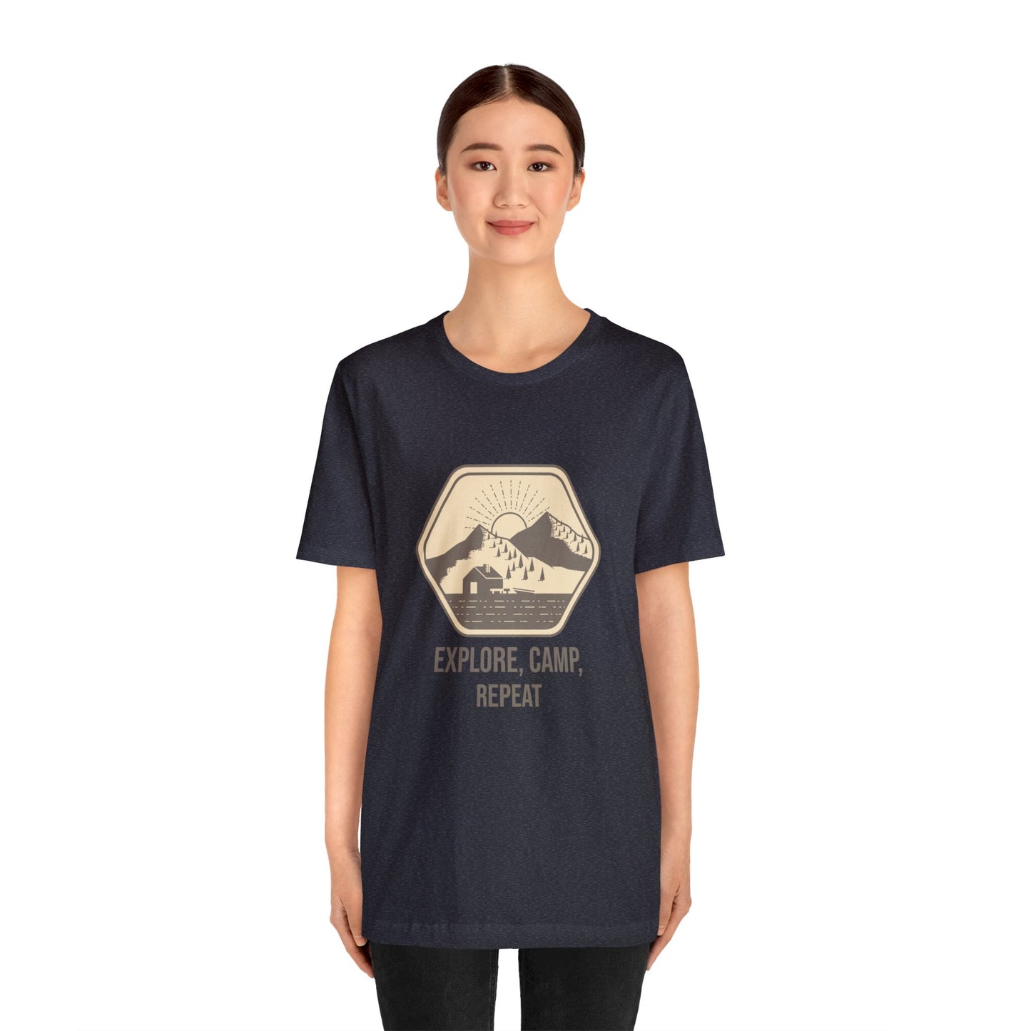 Explore, Camp, Repeat Unisex Jersey Short Sleeve Tee - Gamers Den