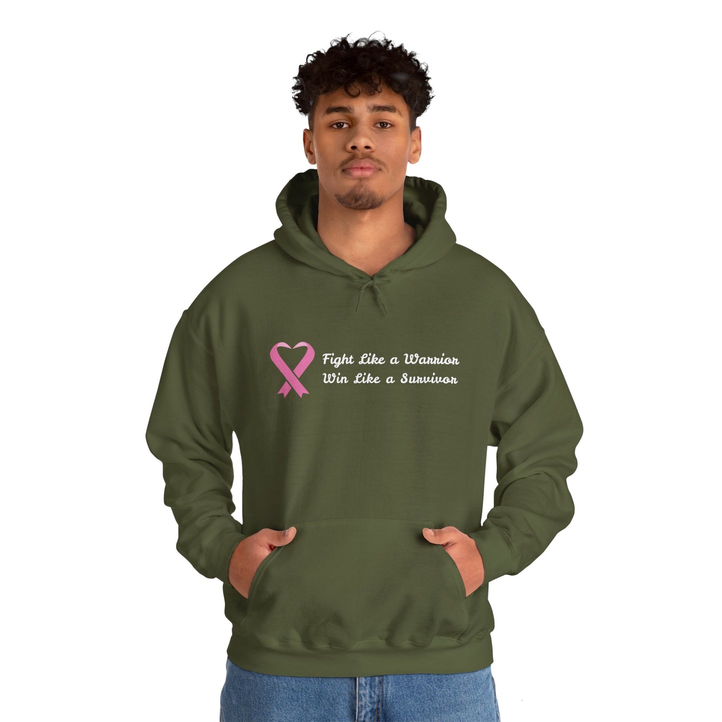 Fight Like a Warrior, Win Like a Survivor Cancer Awareness Unisex Heavy Blend™ Hooded Sweatshirt - KW Shirts for a Cause