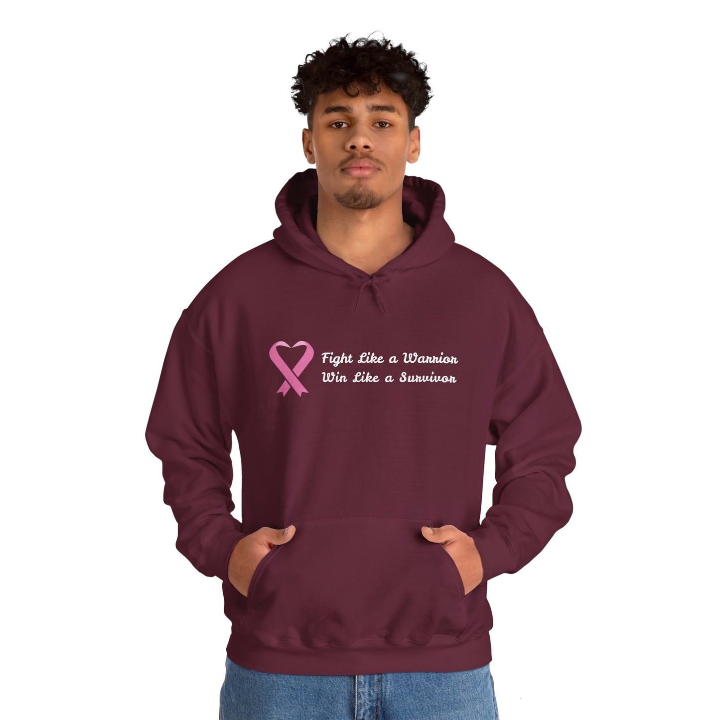 Fight Like a Warrior, Win Like a Survivor Cancer Awareness Unisex Heavy Blend™ Hooded Sweatshirt - KW Shirts for a Cause