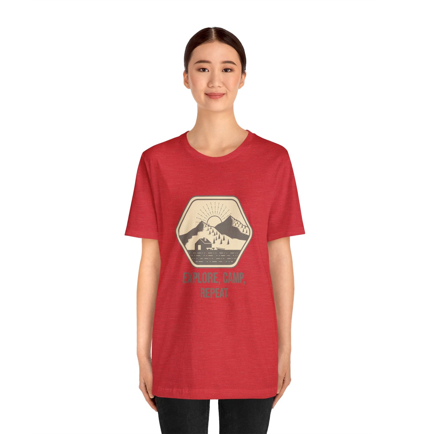 Explore, Camp, Repeat Unisex Jersey Short Sleeve Tee - Gamers Den
