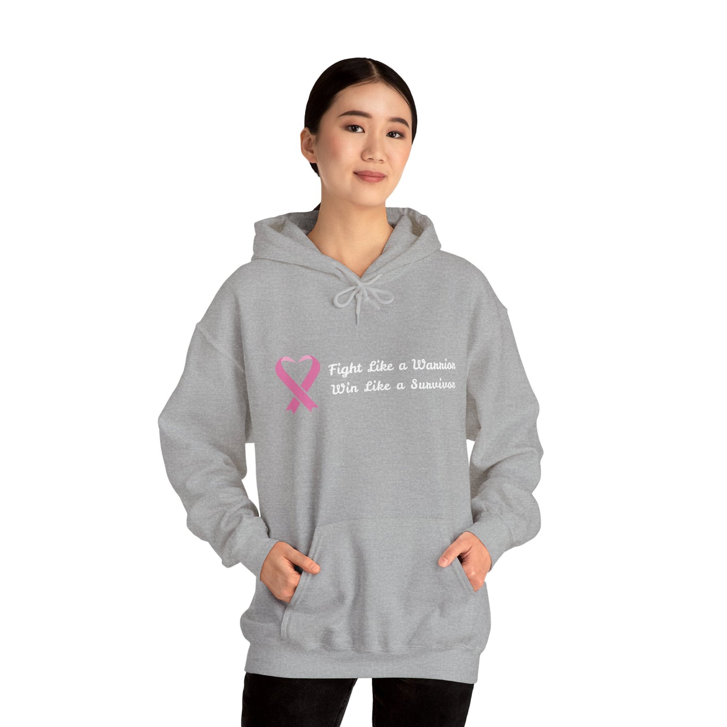 Fight Like a Warrior, Win Like a Survivor Cancer Awareness Unisex Heavy Blend™ Hooded Sweatshirt - KW Shirts for a Cause