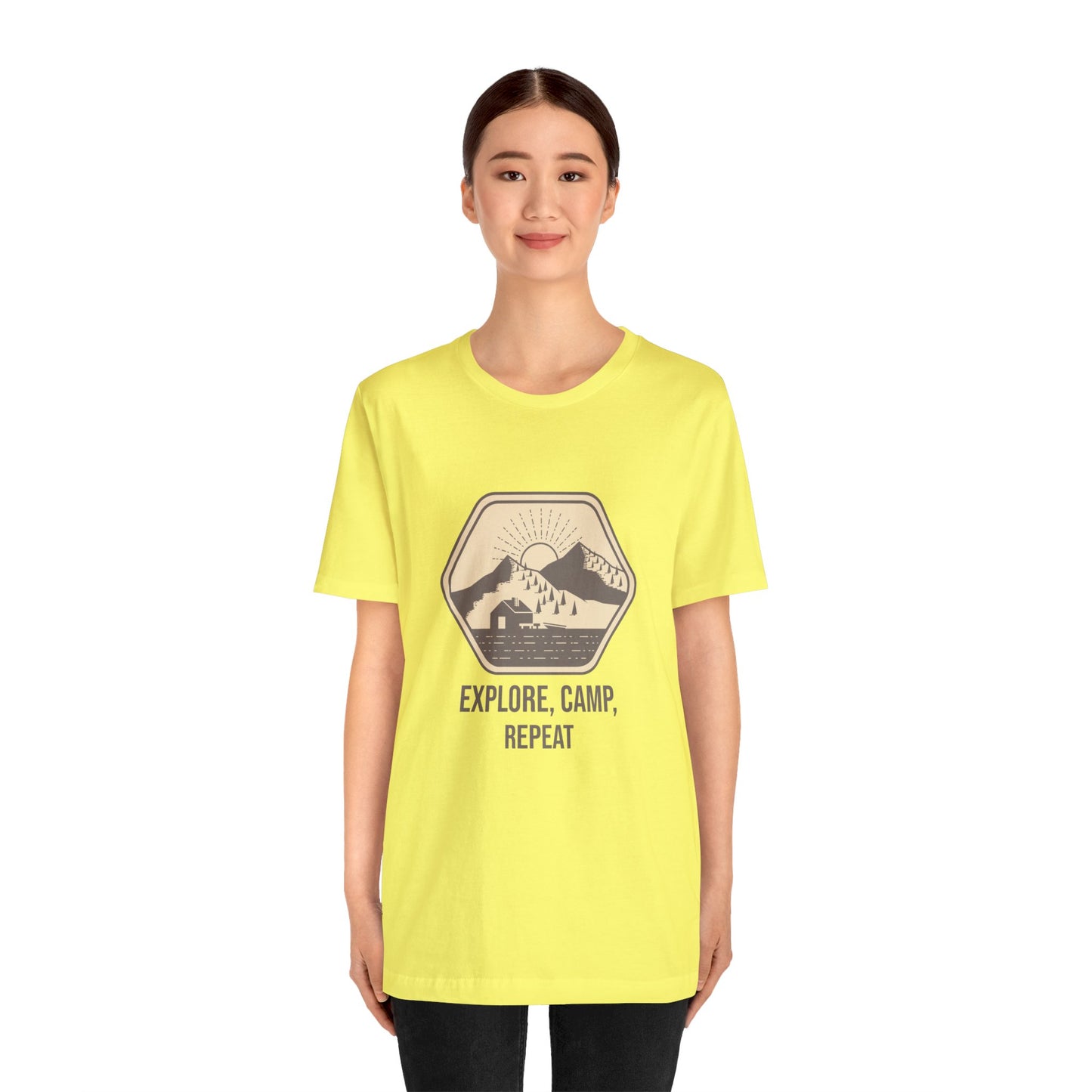 Explore, Camp, Repeat Unisex Jersey Short Sleeve Tee - Gamers Den