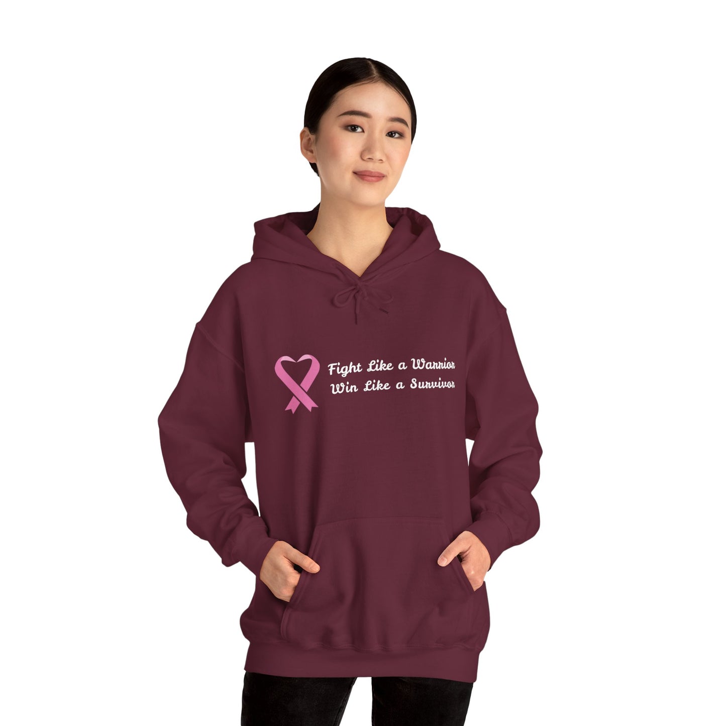 Fight Like a Warrior, Win Like a Survivor Cancer Awareness Unisex Heavy Blend™ Hooded Sweatshirt - KW Shirts for a Cause