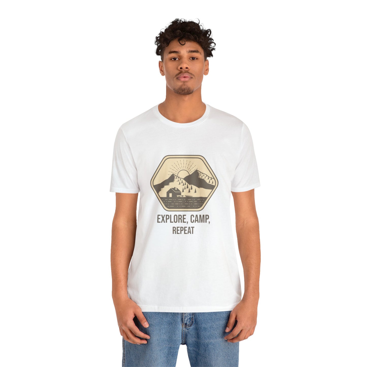 Explore, Camp, Repeat Unisex Jersey Short Sleeve Tee - Gamers Den