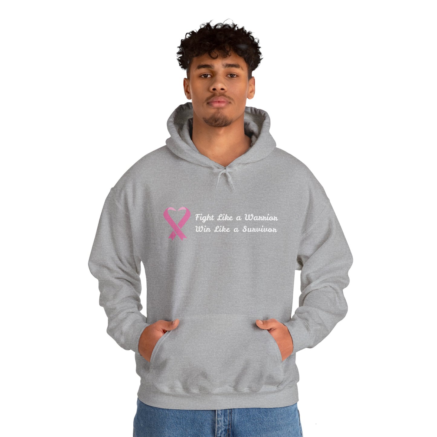 Fight Like a Warrior, Win Like a Survivor Cancer Awareness Unisex Heavy Blend™ Hooded Sweatshirt - KW Shirts for a Cause