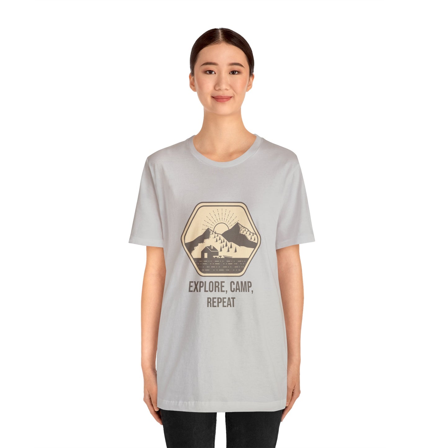 Explore, Camp, Repeat Unisex Jersey Short Sleeve Tee - Gamers Den