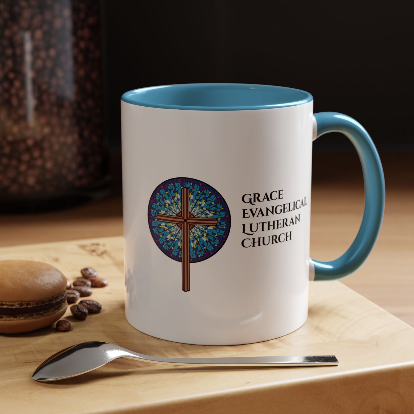 Grace Evangelical Lutheran Church Accent Coffee Mug (11, 15oz)