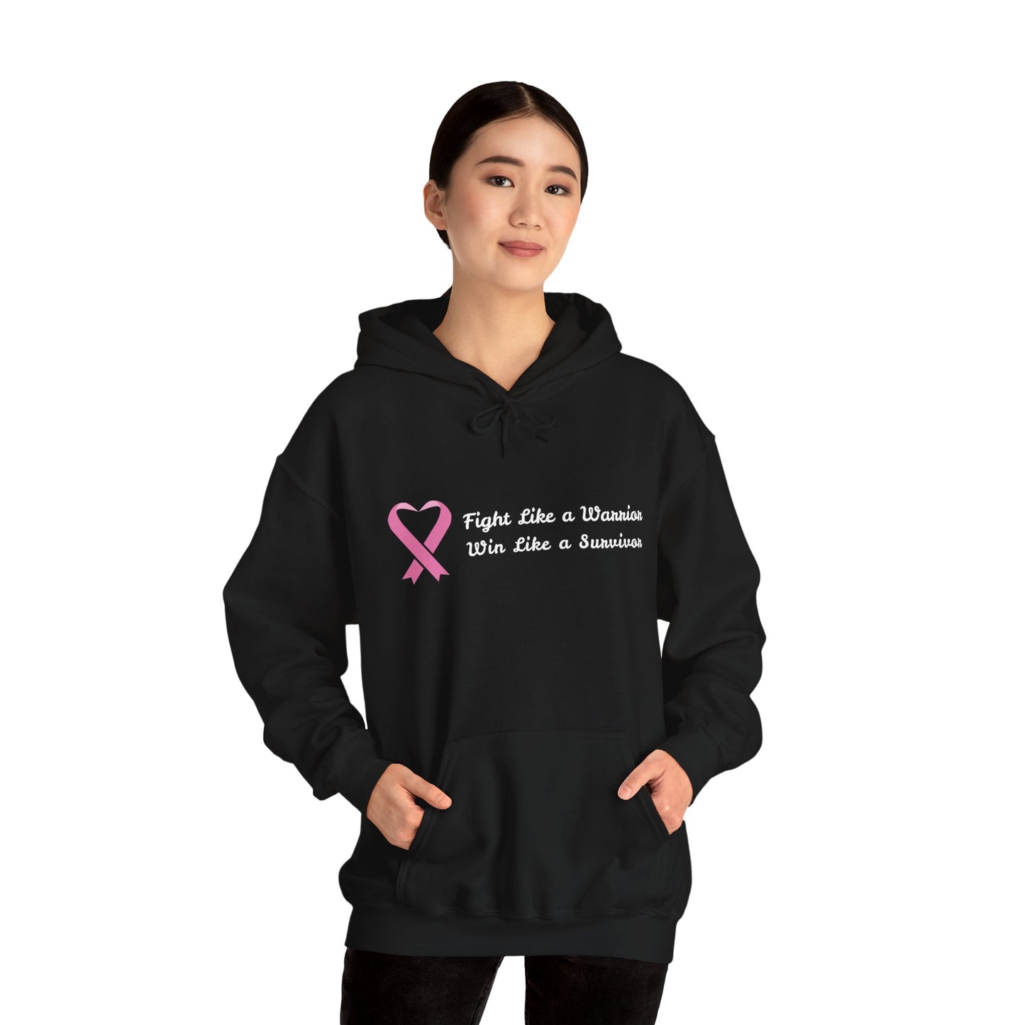 Fight Like a Warrior, Win Like a Survivor Cancer Awareness Unisex Heavy Blend™ Hooded Sweatshirt - KW Shirts for a Cause