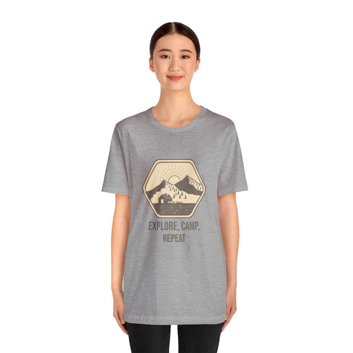 Explore, Camp, Repeat Unisex Jersey Short Sleeve Tee - Gamers Den
