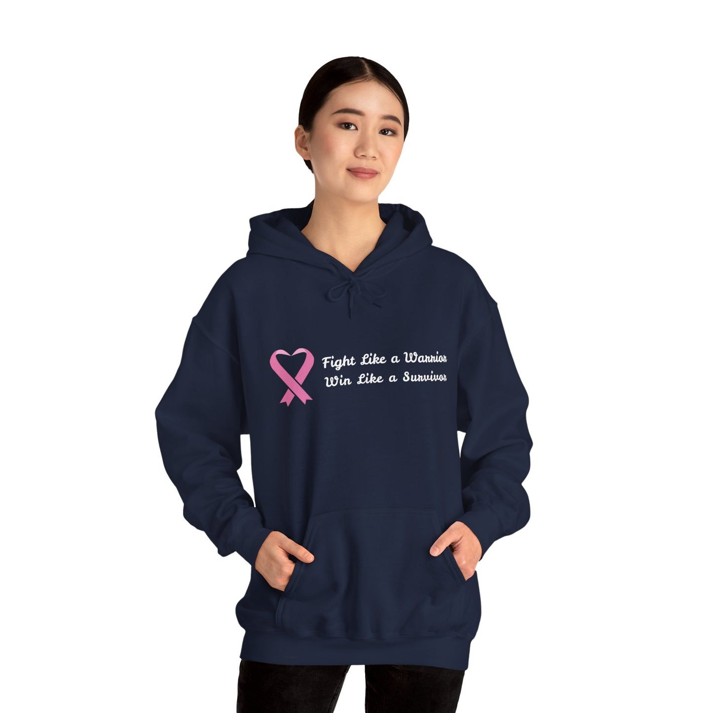Fight Like a Warrior, Win Like a Survivor Cancer Awareness Unisex Heavy Blend™ Hooded Sweatshirt - KW Shirts for a Cause