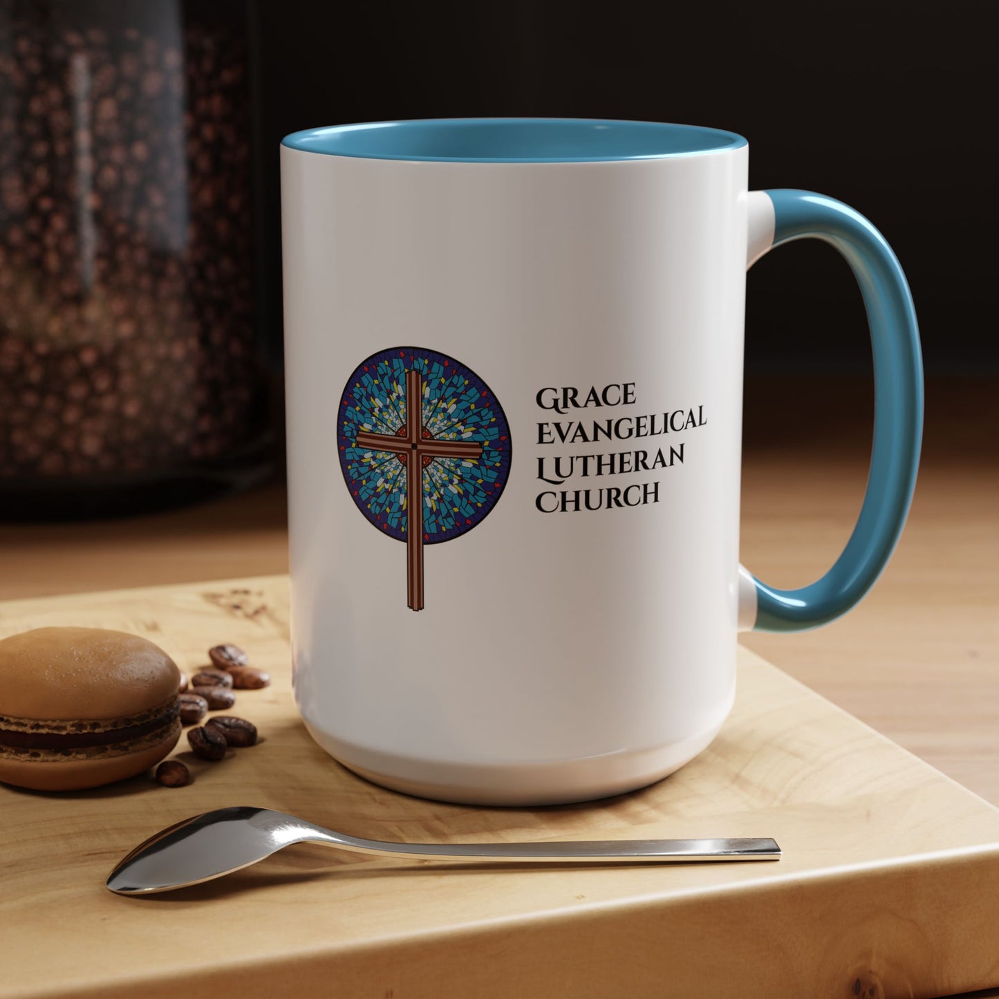 Grace Evangelical Lutheran Church Accent Coffee Mug (11, 15oz)