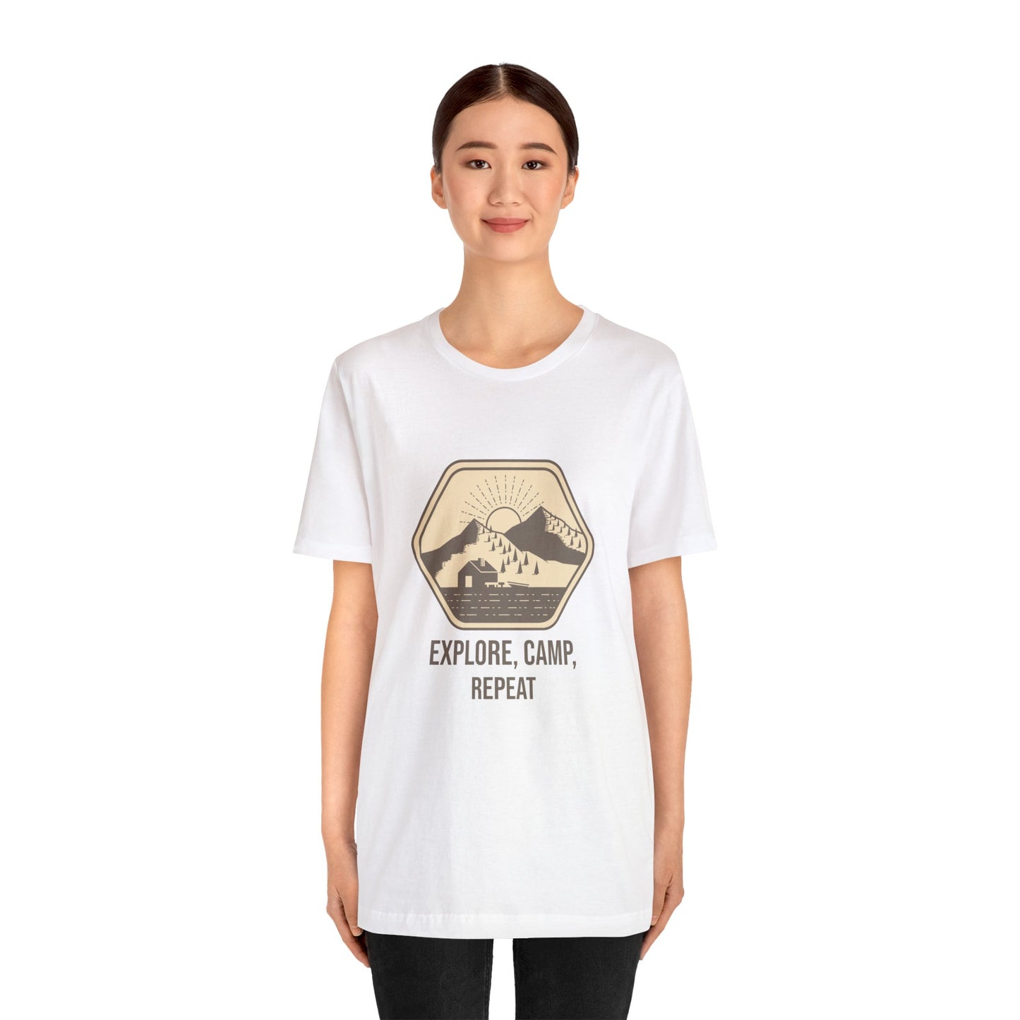 Explore, Camp, Repeat Unisex Jersey Short Sleeve Tee - Gamers Den