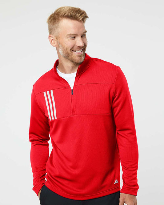 Adidas - 3-Stripes Double Knit Quarter-Zip Pullover