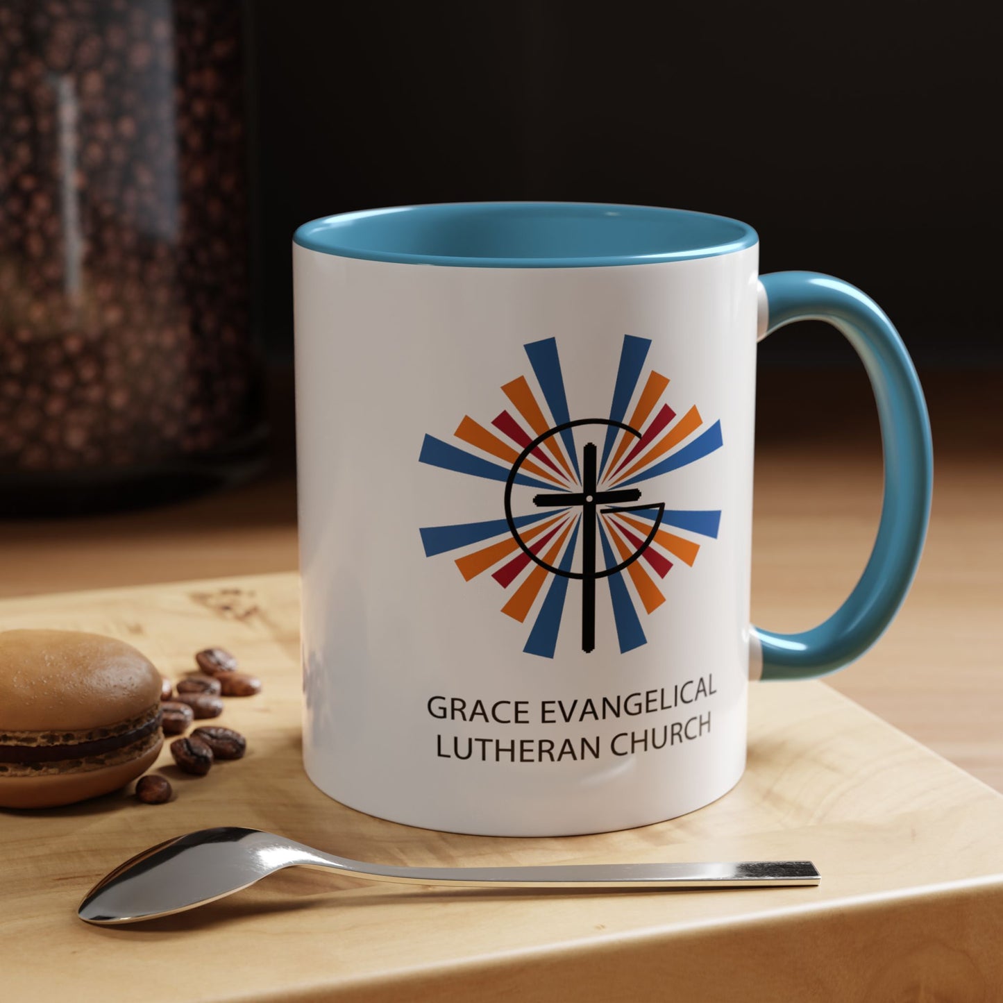 Grace Evangelical Lutheran Church Accent Coffee Mug (11, 15oz)