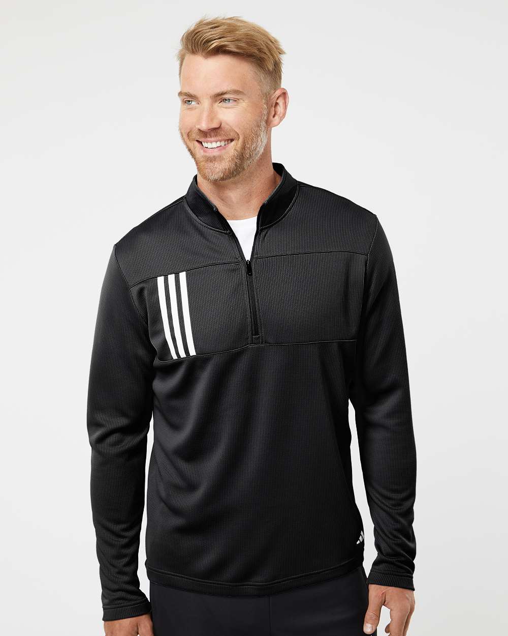 Adidas - 3-Stripes Double Knit Quarter-Zip Pullover