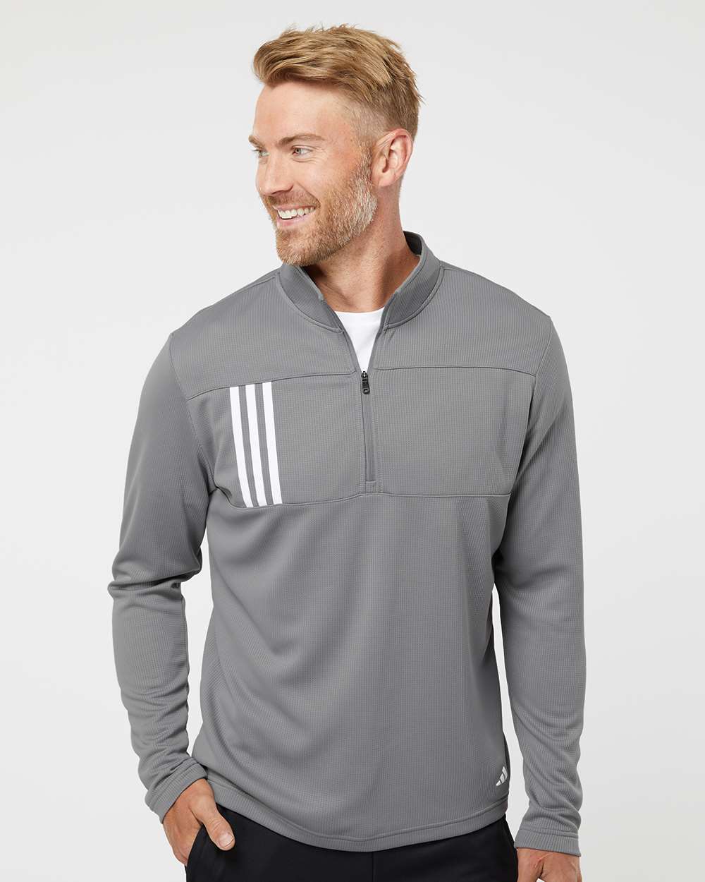 Adidas - 3-Stripes Double Knit Quarter-Zip Pullover