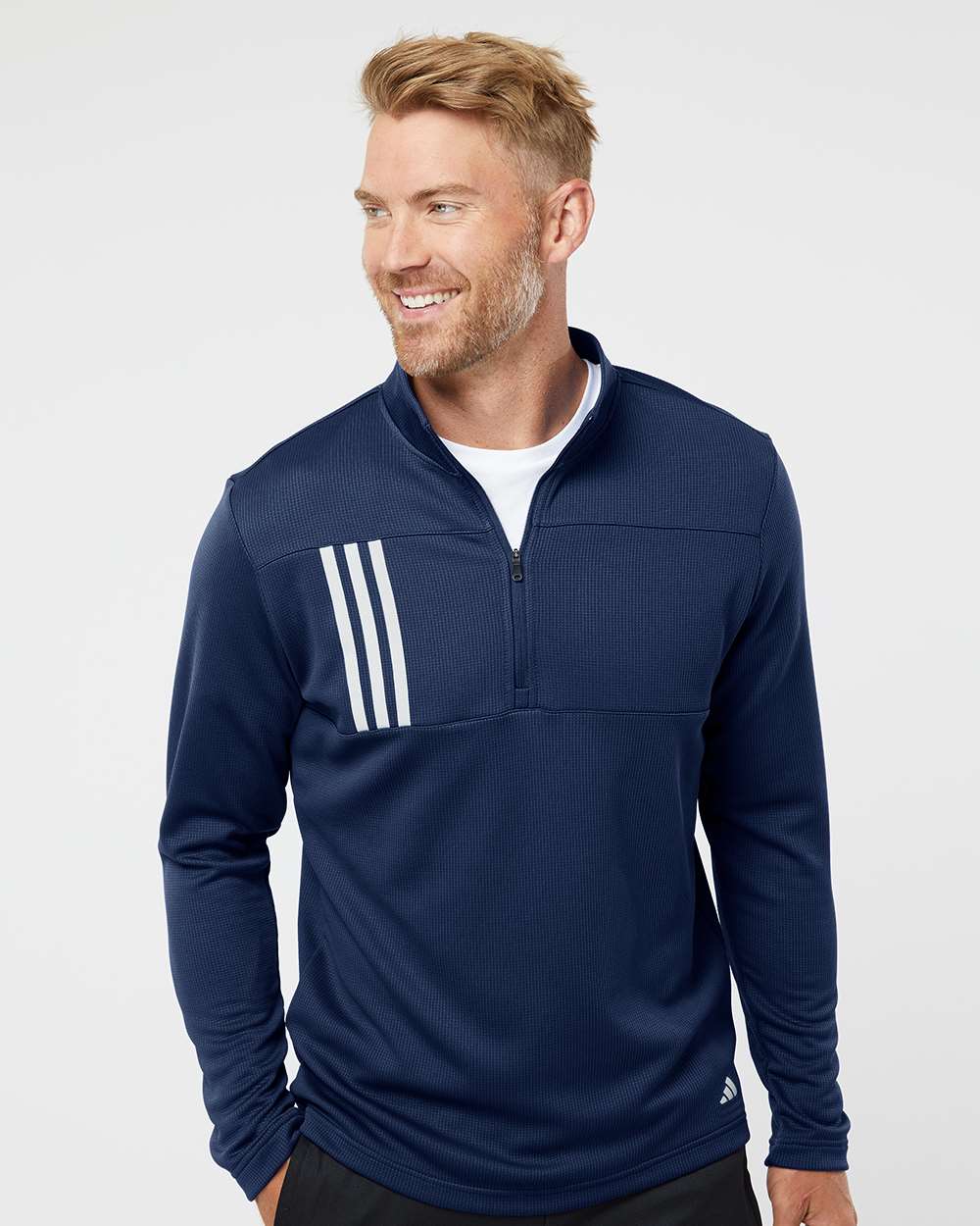 Adidas - 3-Stripes Double Knit Quarter-Zip Pullover
