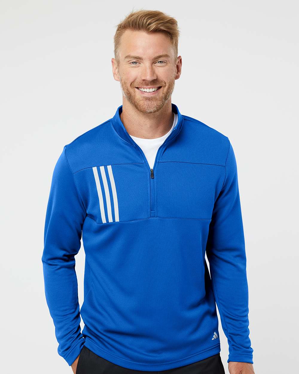 Adidas - 3-Stripes Double Knit Quarter-Zip Pullover